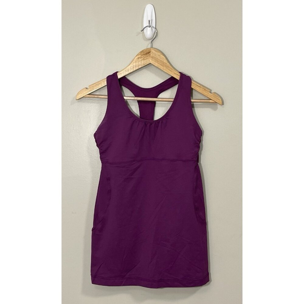 Lululemon Turbo Tank 2 in One Open Back Ruched Sz 4, Purple.‎